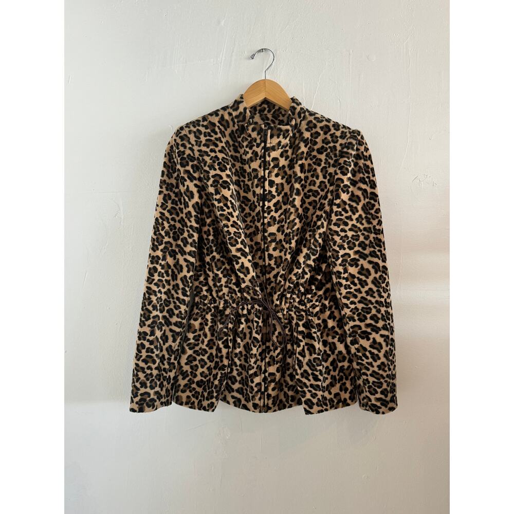 Faux Fur Leopard Cinched Jacket M